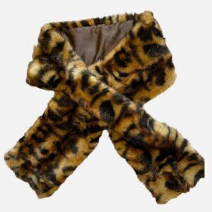 Calvin Kline Women's Winter Faux Fur Leopard Print Pull Through Collar Wrap NWT